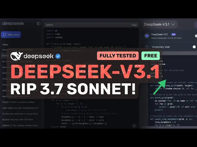 DeepSeek-V3.1 (0324 – Fully Tested) : This NEW MAJOR Upgrade to Deepseek BEATS 3.7 Sonnet!